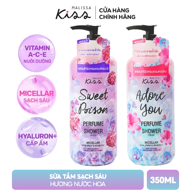 Sữa Tắm Sạch Sâu Hương Nước Hoa Malissa Kiss Perfume Shower Cream 350ml