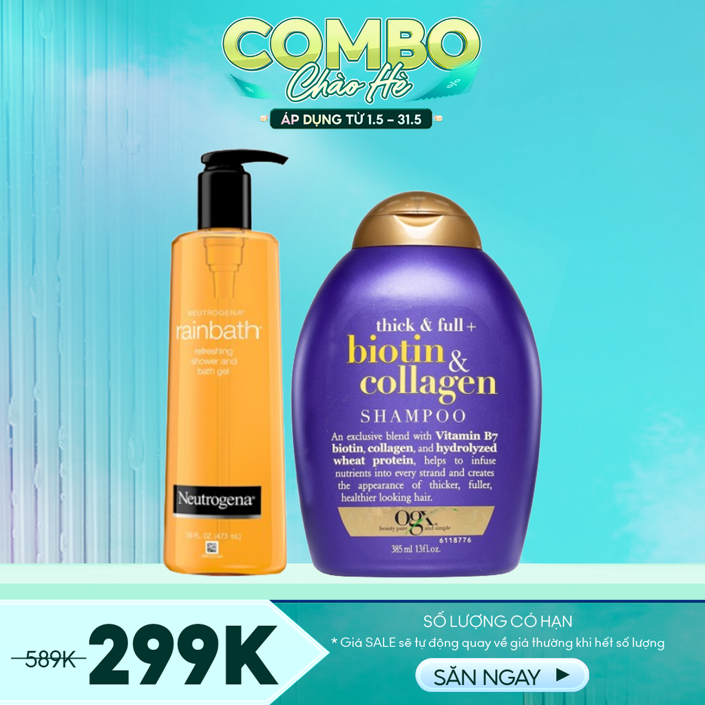 Combo Chăm Da Body - 2 Sản Phẩm (Gel Tắm Neutrogena 473ml + Dầu Gội OGX 385ml)