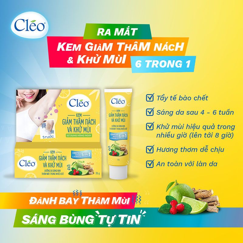 Kem Giảm Thâm Nách & Khử Mùi, Dưỡng Da Sáng Mịn 6 Trong 1 CLEO Complex Whitener & Deodorizer 6IN1 35g