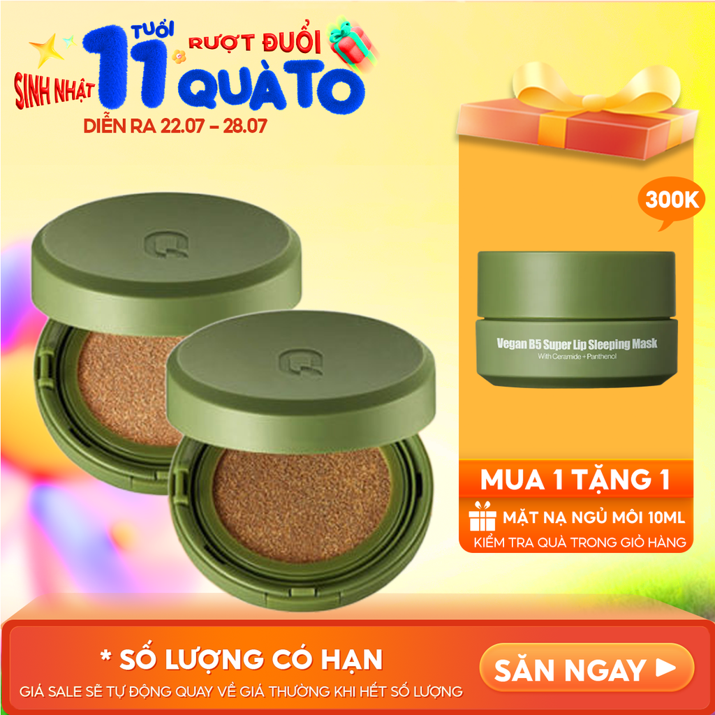 Phấn Nước Kiềm Dầu, Che Phủ Cao GLAMRR Q Vegan Super Cover Cushion SPF50+/PA+++