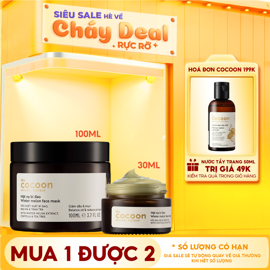 Mặt Nạ Rửa Cocoon Bí Đa Hỗ Trợ Giảm Dầu Và Mụn Winter Melon Face Mask