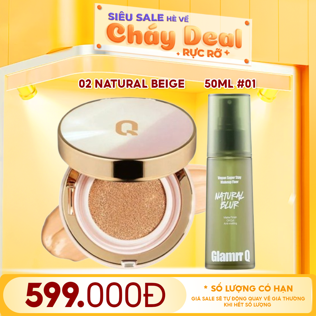 Combo Make Up Glamrr Q: Phấn Nước Glamrr Q Long Wear DD Cushion + Xịt Khóa Nền Glamrr Q 50ml