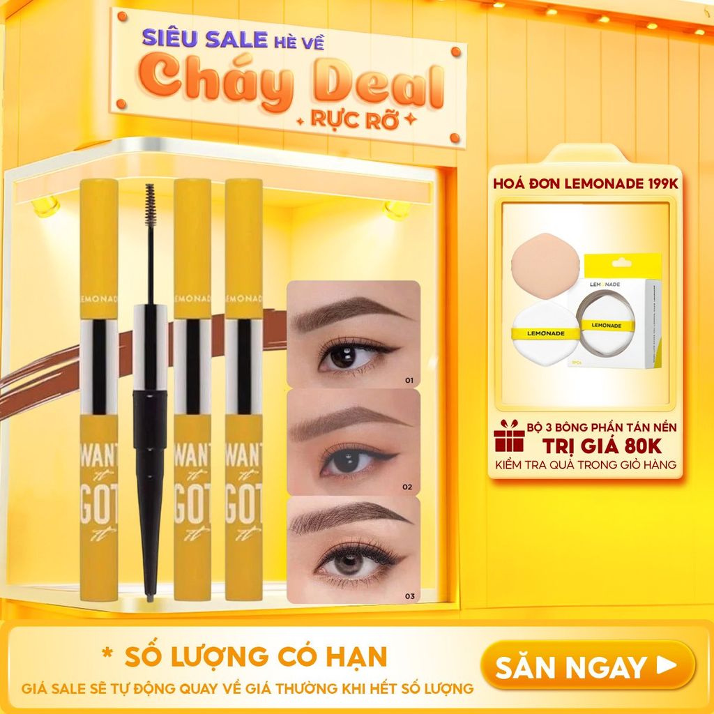 Chì Kẻ Mày Hai Đầu Tiện Lợi Cho Lông Mày Hoàn Hảo Lemonade Want It Got It Dual Eyebrow