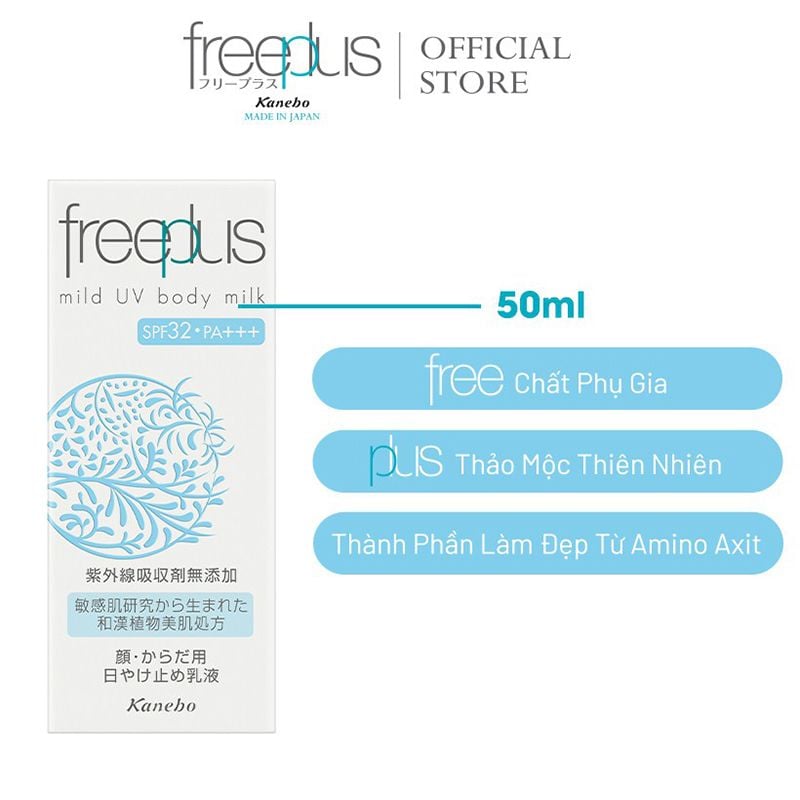 Sữa Chống Nắng Freeplus Toàn Thân Dịu Nhẹ Mild UV Body Milk SPF32 PA+++ 50ml