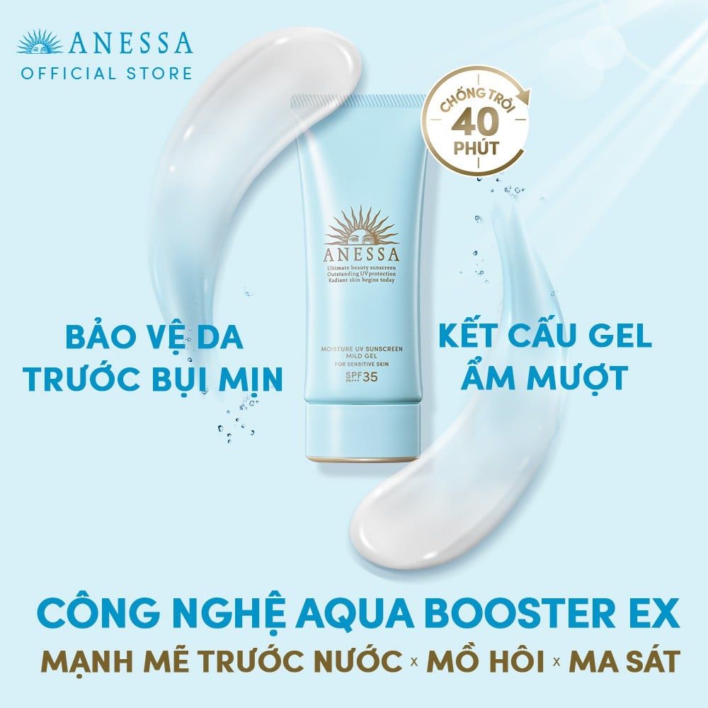 Kem Chống Nắng Dạng Gel Dành Cho Da Nhạy Cảm Và Trẻ Em Anessa Moisture UV Sunscreen Mild Gel SPF35/PA+++ 90g