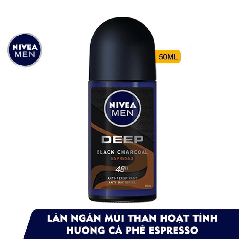 Lăn Khử Mùi Cho Nam Than Hoạt Tính Nivea Men Deep Anti-Perspirant Roll On 50ml (Che tên sản phẩm khi giao hàng)