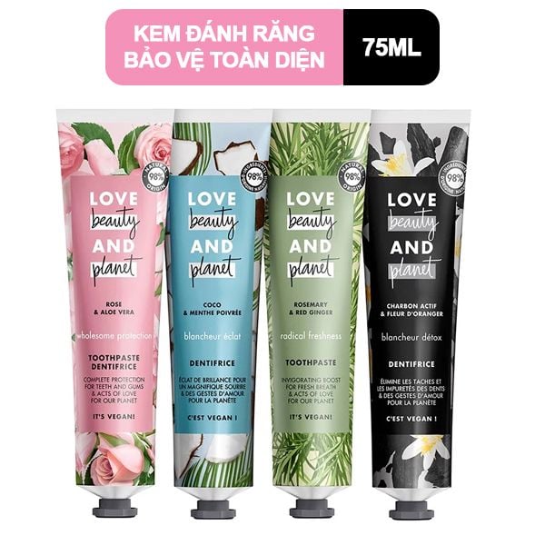 Kem Đánh Răng Giúp Răng Trắng Sáng Love Beauty And Planet Toothpaste - Rose & Aloe Vera 75ml