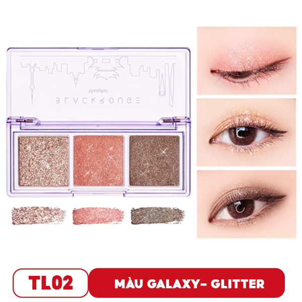 Bảng Phấn Mắt 3 Màu Black Rouge Ánh Nhũ Siêu Lấp Lánh Triple Layer Eye Palette - TL01 Seoul