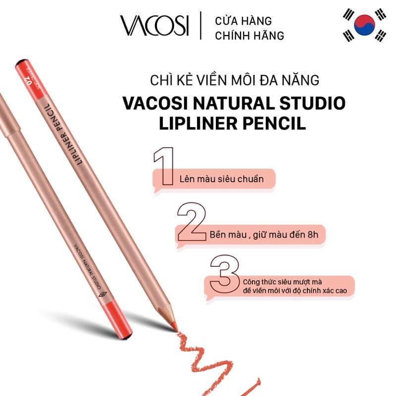 Chì Kẻ Viền Môi Vacosi Natural Studio Lipliner Pencil VL01 - 09