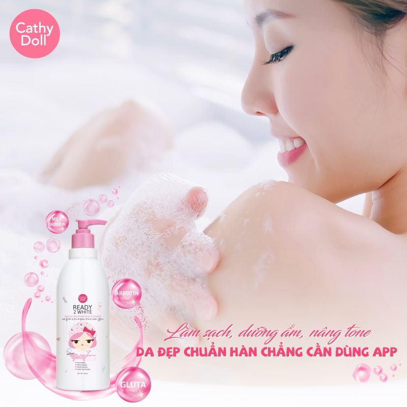 Sữa Tắm Cathy Doll Giúp Hỗ Trợ Trắng Da, Ngăn Ngừa Da Xỉn Màu Ready 2 White One Day Whitener Body Cleanser 500ml