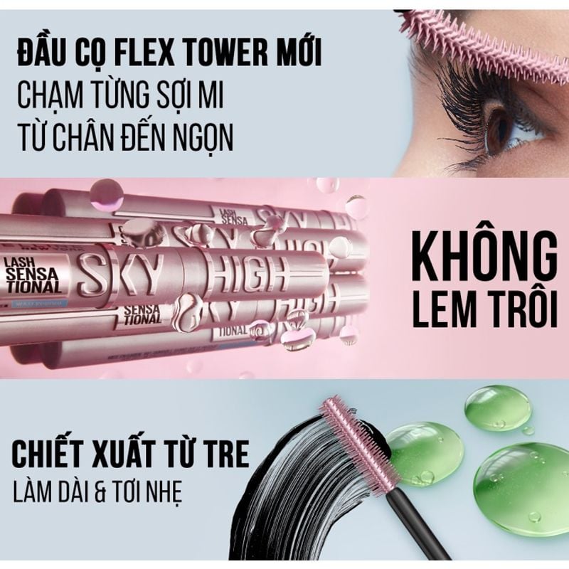 Mascara Tơi Dài Mi, Cho Mi Cong Dài Tự Nhiên Maybelline New York Lash Sensational Sky High Mascara 6ml