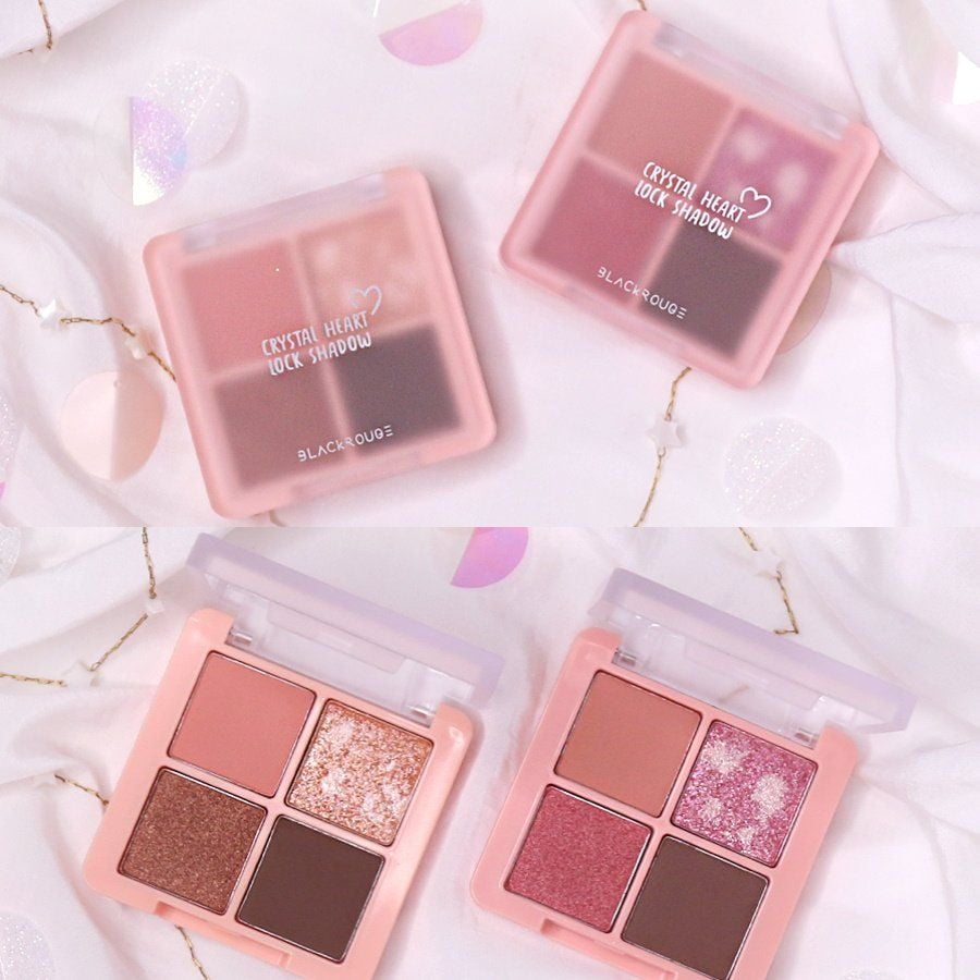 Bảng Phấn Mắt 4 Màu Black Rouge Crystal Heart Lock Shadow