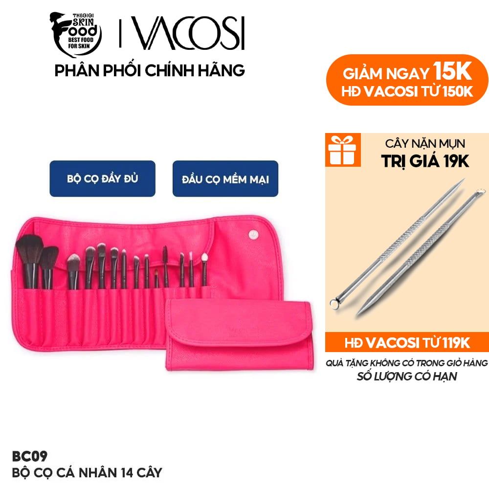 Bộ Cọ Cá Nhân Vacosi Essential Brush Set 14 Cây - BC09