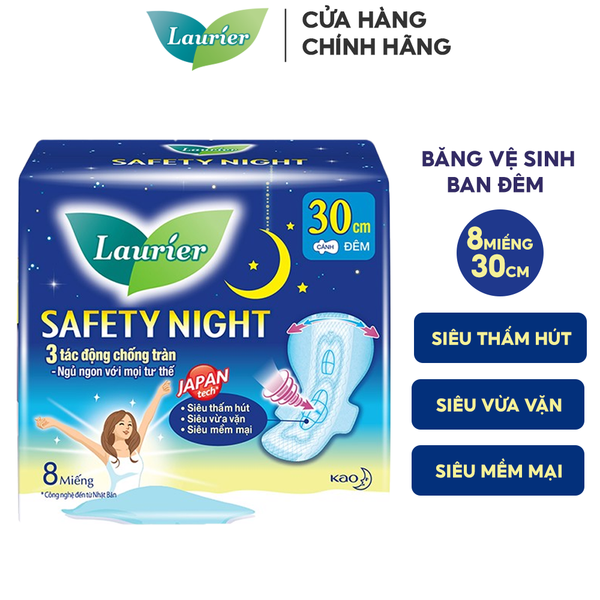  Băng Vệ Sinh Laurier Ban Đêm 30cm Safety Night (Che tên sản phẩm khi giao hàng) 