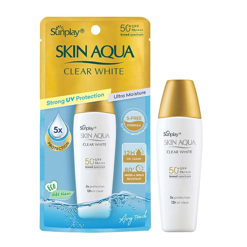 Sữa Chống Nắng Sunplay Hỗ Trợ Dưỡng Da Trắng Mịn Skin Aqua Clear White SPF50+/PA++++
