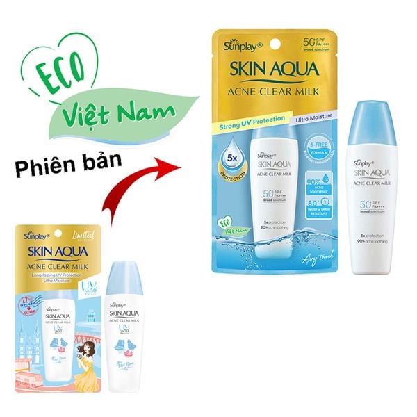  Sữa Chống Nắng Sunplay Dưỡng Da Ngừa Mụn Skin Aqua Acne Clear Milk SPF50+/PA++++ 25g 
