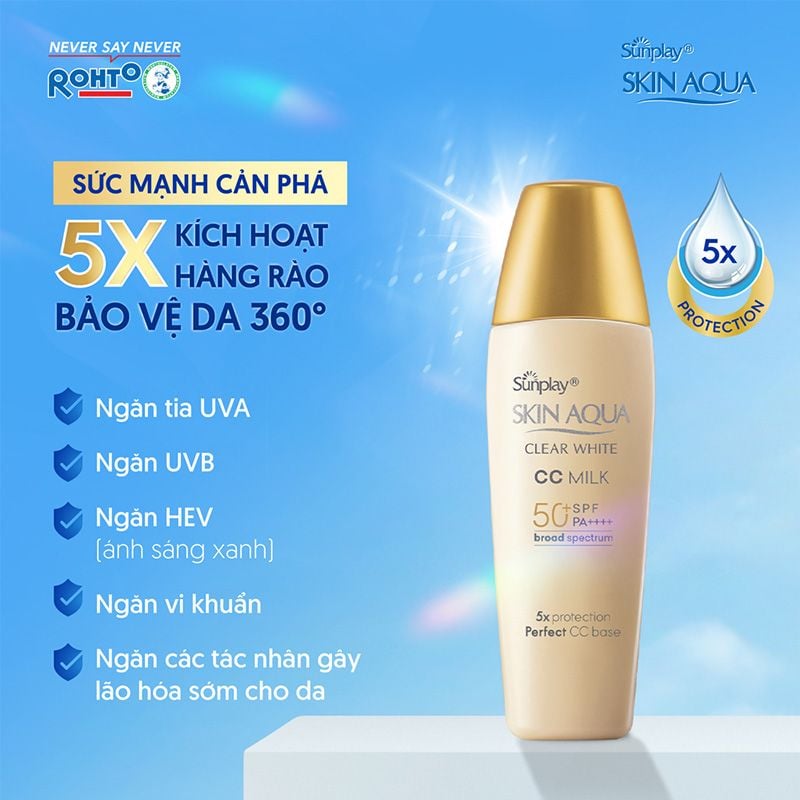 Sữa Chống Nắng Sunplay Dưỡng Da Tạo Nền Trắng Mịn Skin Aqua Clear White CC Milk SPF50+/PA++++ 25g