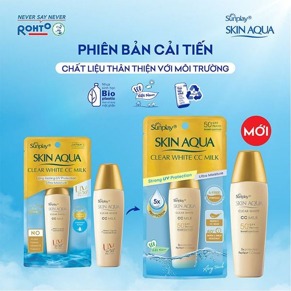  Sữa Chống Nắng Sunplay Dưỡng Da Tạo Nền Trắng Mịn Skin Aqua Clear White CC Milk SPF50+/PA++++ 25g 