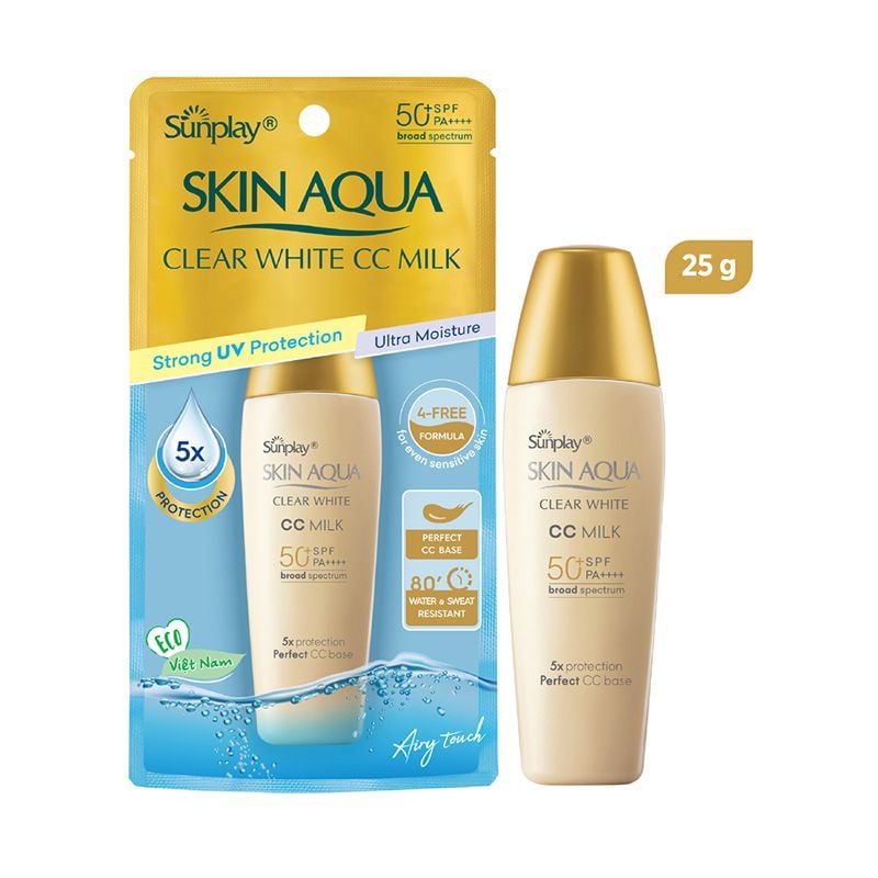 Sữa Chống Nắng Sunplay Dưỡng Da Tạo Nền Trắng Mịn Skin Aqua Clear White CC Milk SPF50+/PA++++ 25g