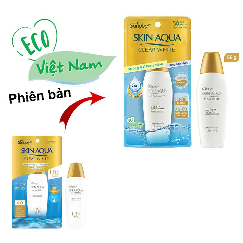 Sữa Chống Nắng Sunplay Hỗ Trợ Dưỡng Da Trắng Mịn Skin Aqua Clear White SPF50+/PA++++