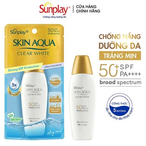 Sữa Chống Nắng Sunplay Hỗ Trợ Dưỡng Da Trắng Mịn Skin Aqua Clear White SPF50+/PA++++
