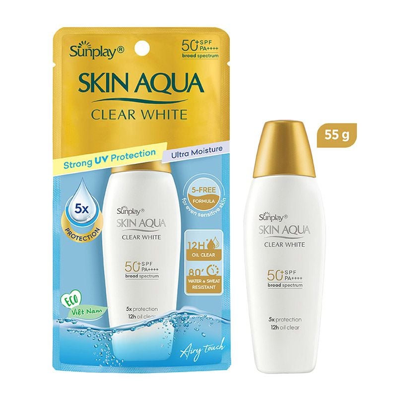 Sữa Chống Nắng Sunplay Hỗ Trợ Dưỡng Da Trắng Mịn Skin Aqua Clear White SPF50+/PA++++