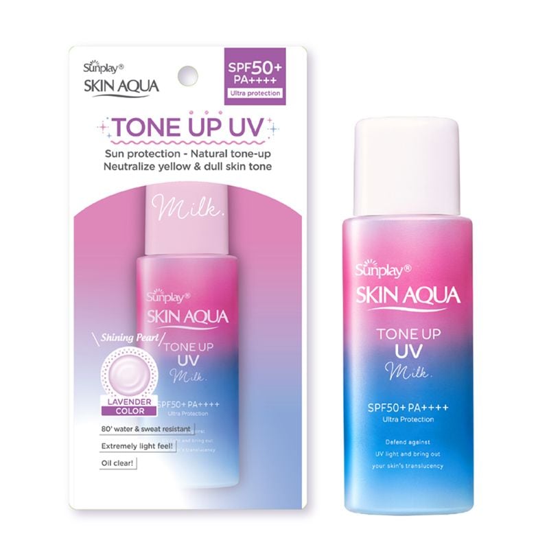 Sữa Chống Nắng Sunplay Hiệu Chỉnh Sắc Da Skin Aqua Tone Up UV Milk - Lavender SPF50+/Pa++++ 50g