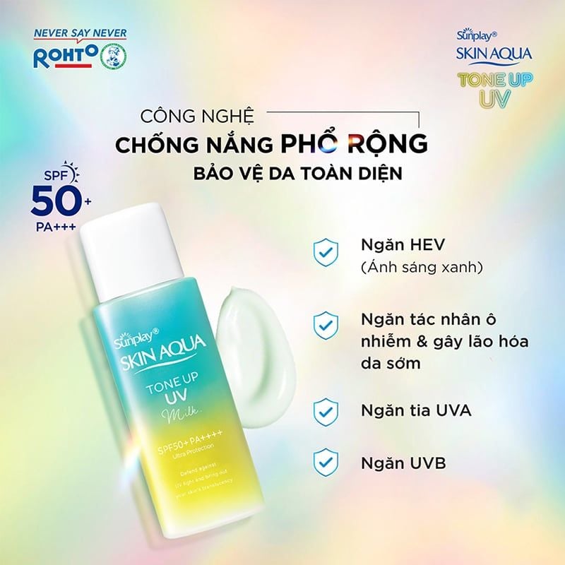 Sữa Chống Nắng Hiệu Chỉnh Sắc Da Sunplay Skin Aqua Tone Up UV Milk - Mint Green SPF 50+/Pa++++ 50g