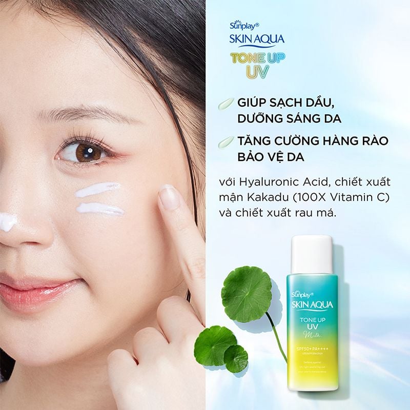 Sữa Chống Nắng Sunplay Hiệu Chỉnh Sắc Da Skin Aqua Tone Up UV Milk - Mint Green SPF 50+/Pa++++ 50g