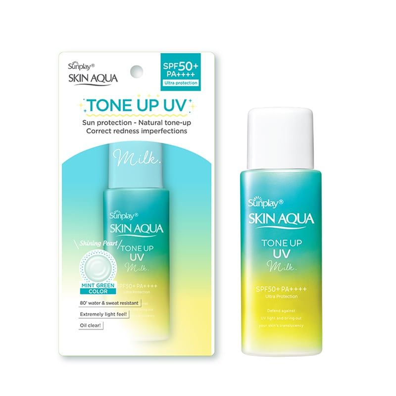 Sữa Chống Nắng Hiệu Chỉnh Sắc Da Sunplay Skin Aqua Tone Up UV Milk - Mint Green SPF 50+/Pa++++ 50g