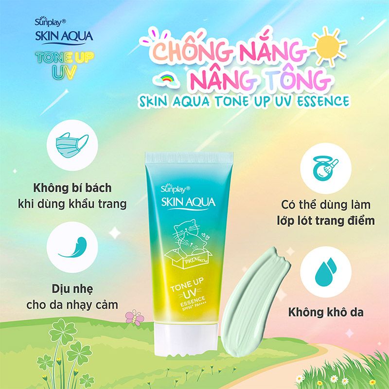 Tinh Chất Chống Nắng Hiệu Chỉnh Sắc Da Sunplay Skin Aqua Tone Up UV Essence - Mint Green SPF50+/PA++++ 50g