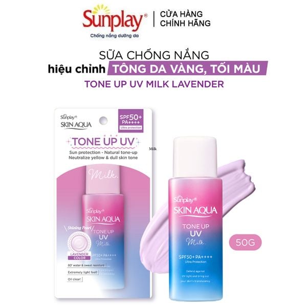  Sữa Chống Nắng Sunplay Hiệu Chỉnh Sắc Da Skin Aqua Tone Up UV Milk - Lavender SPF50+/Pa++++ 50g 