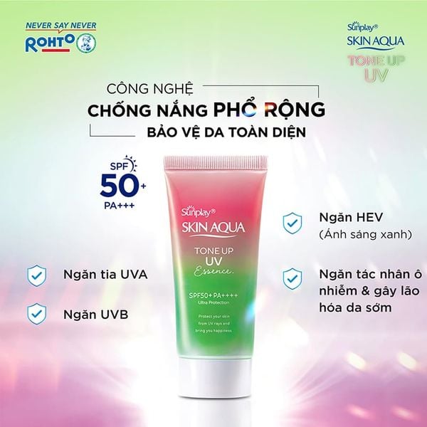  Tinh Chất Chống Nắng Sunplay Hiệu Chỉnh Sắc Da Skin Aqua Tone Up UV Essence Happiness Aura - Rose SPF 50+/Pa++++ 50g 