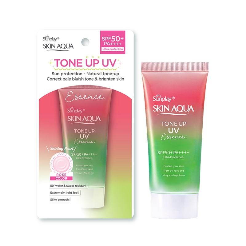 Tinh Chất Chống Nắng Sunplay Hiệu Chỉnh Sắc Da Skin Aqua Tone Up UV Essence Happiness Aura - Rose SPF 50+/Pa++++ 50g