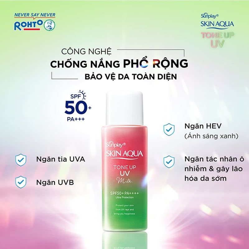 Sữa Chống Nắng Hiệu Chỉnh Sắc Da Sunplay Skin Aqua Tone Up UV Milk Happiness Aura - Rose SPF50+/PA++++ 50g