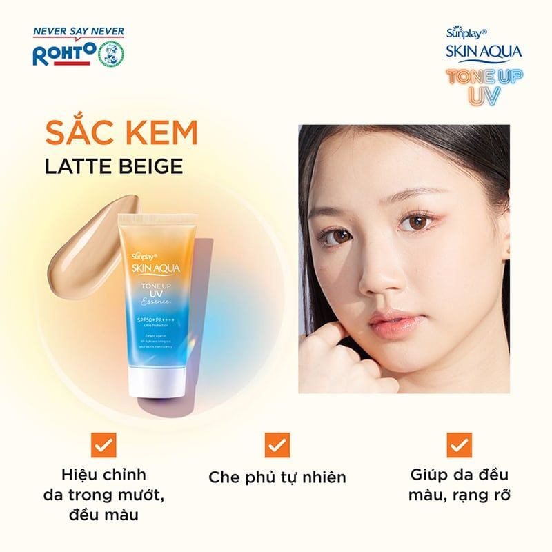 Tinh Chất Chống Nắng Sunplay Hiệu Chỉnh Sắc Da Skin Aqua Tone Up UV Essence Latte Beige SPF50+ PA++++ 50g