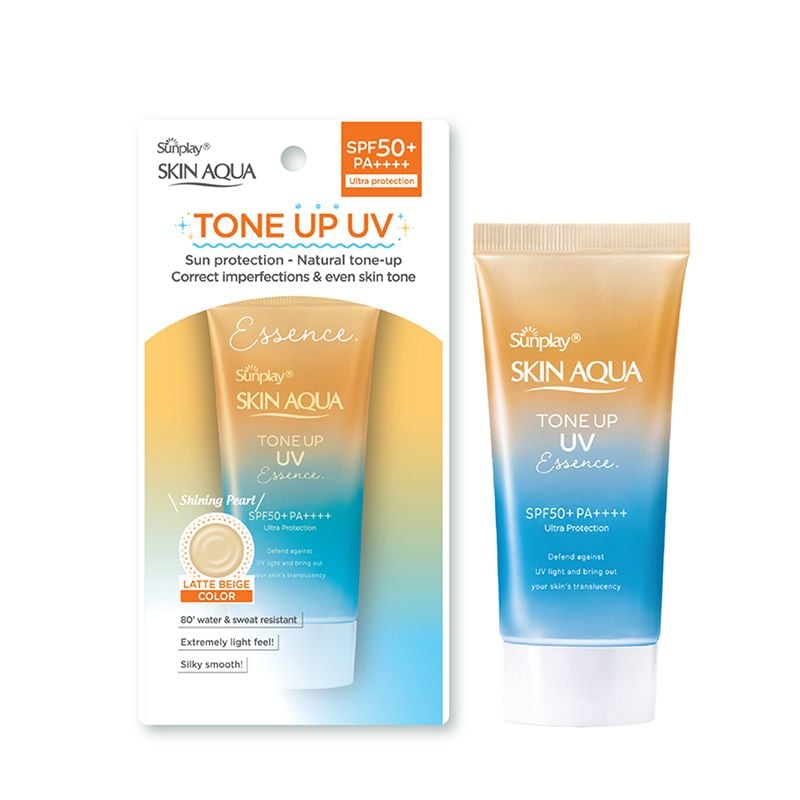 Tinh Chất Chống Nắng Sunplay Hiệu Chỉnh Sắc Da Skin Aqua Tone Up UV Essence Latte Beige SPF50+ PA++++ 50g