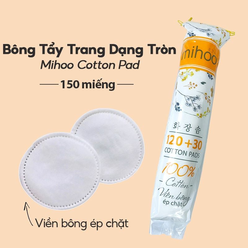 Bông Tẩy Trang Dạng Tròn Mihoo Cotton Pad