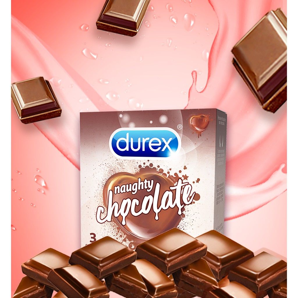 [Hộp 3 Cái] Bao Cao Su Có Hương Durex Condoms - SENSUAL STRAWBERRY (Che tên sản phẩm khi giao hàng)