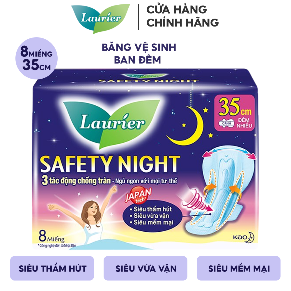 Băng Vệ Sinh Laurier Ban Đêm Nhiều 35cm Safety Night (Che tên sản phẩm khi giao hàng)