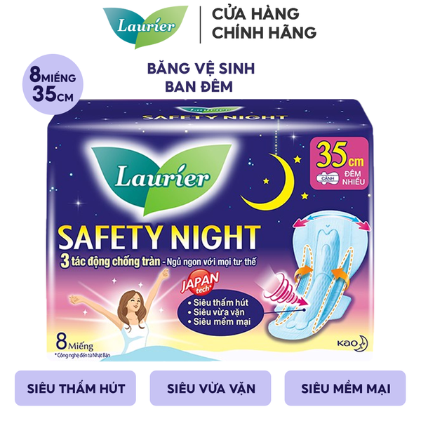  Băng Vệ Sinh Laurier Ban Đêm Nhiều 35cm Safety Night (Che tên sản phẩm khi giao hàng) 
