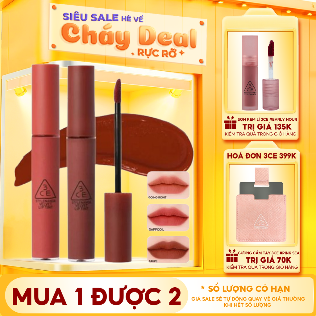 Son Kem Lì 3CE Lên Màu Chuẩn Velvet Lip Tint 4g