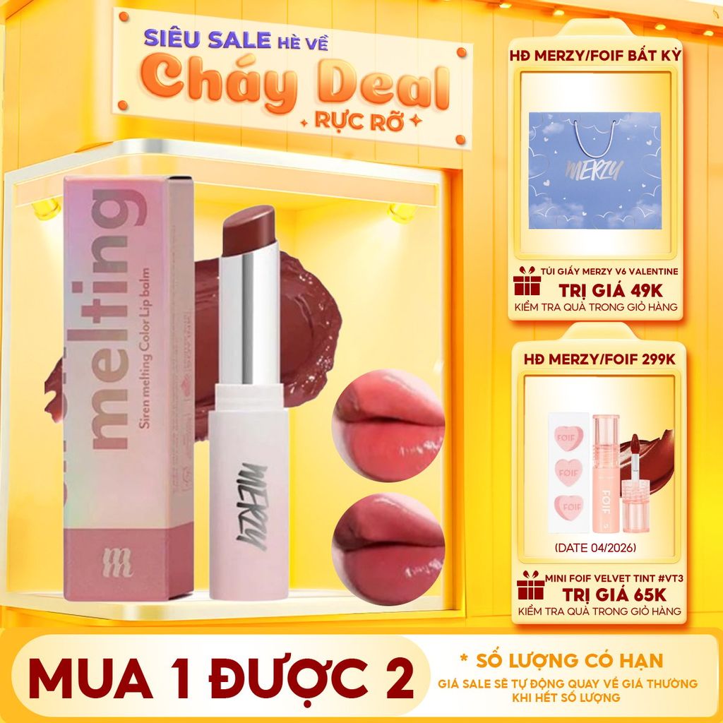 [New][LB1 -LB8] Son Dưỡng Ẩm Có Màu Cho Môi Mềm Mịn, Căng Mọng Merzy Siren Melting Color Lip Balm 3g