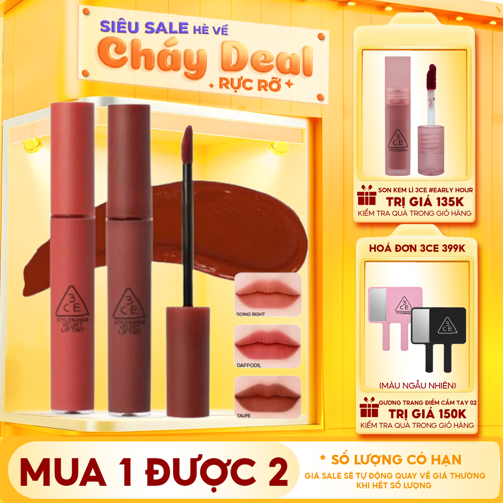 Son Kem Lì 3CE Lên Màu Chuẩn Velvet Lip Tint 4g