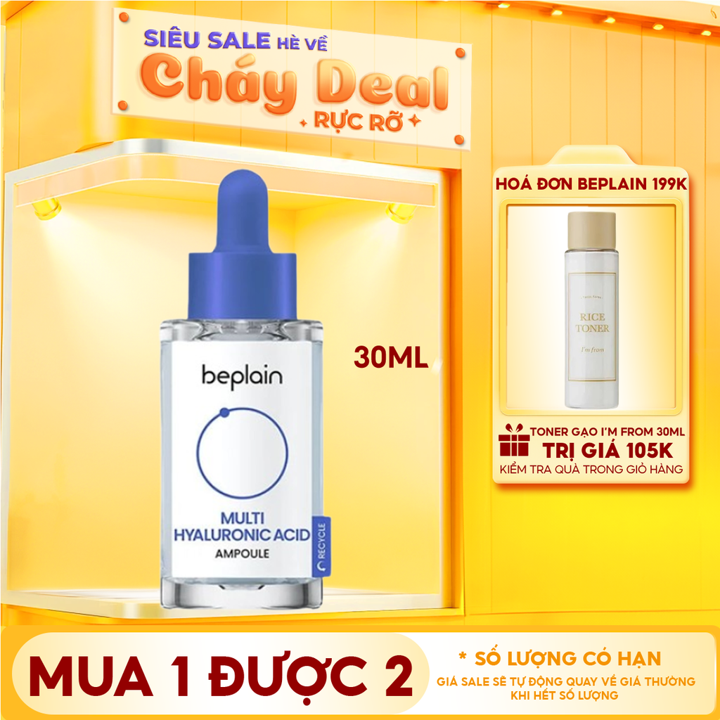 Tinh Chất Beplain Dưỡng Ẩm Cho Da Căng Mịn Multi Hyaluronic Acid Ampoule 30ml