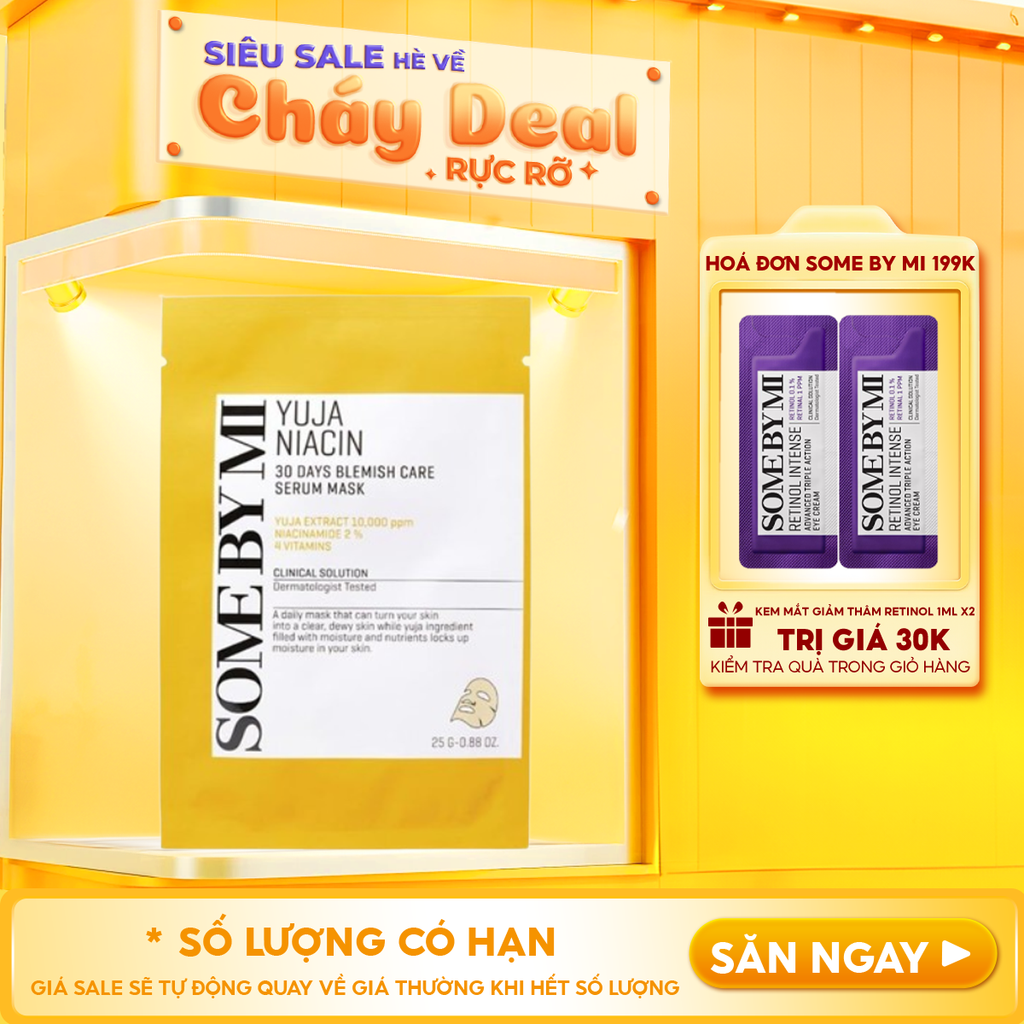 Mặt Nạ Some By Mi Hỗ Trợ Dưỡng Sáng Da Chiết Xuất Quả Thanh Yên Yuja Niacin Blemish Care Serum Mask 25g