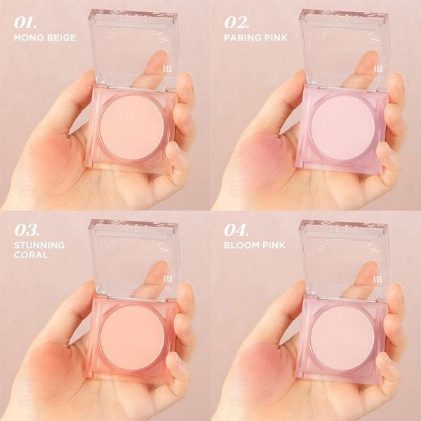  Phấn Má Hồng Merzy Dạng Nén Chuẩn Màu, Lâu Trôi Porcelain Cheek Blusher 4.2g 