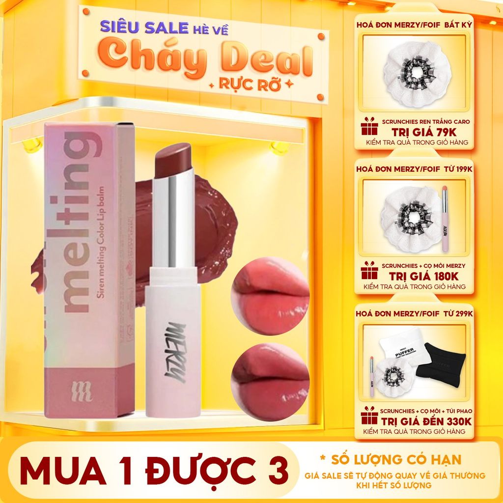 [New][LB1 -LB8] Son Dưỡng Ẩm Có Màu Cho Môi Mềm Mịn, Căng Mọng Merzy Siren Melting Color Lip Balm 3g