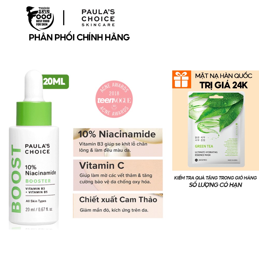 Serum Paula's Choice Tinh Chất Dưỡng Trắng, Thu Nhỏ Lỗ Chân Lông Paula's Choice Resist 10% Niacinamide Booster 20ml