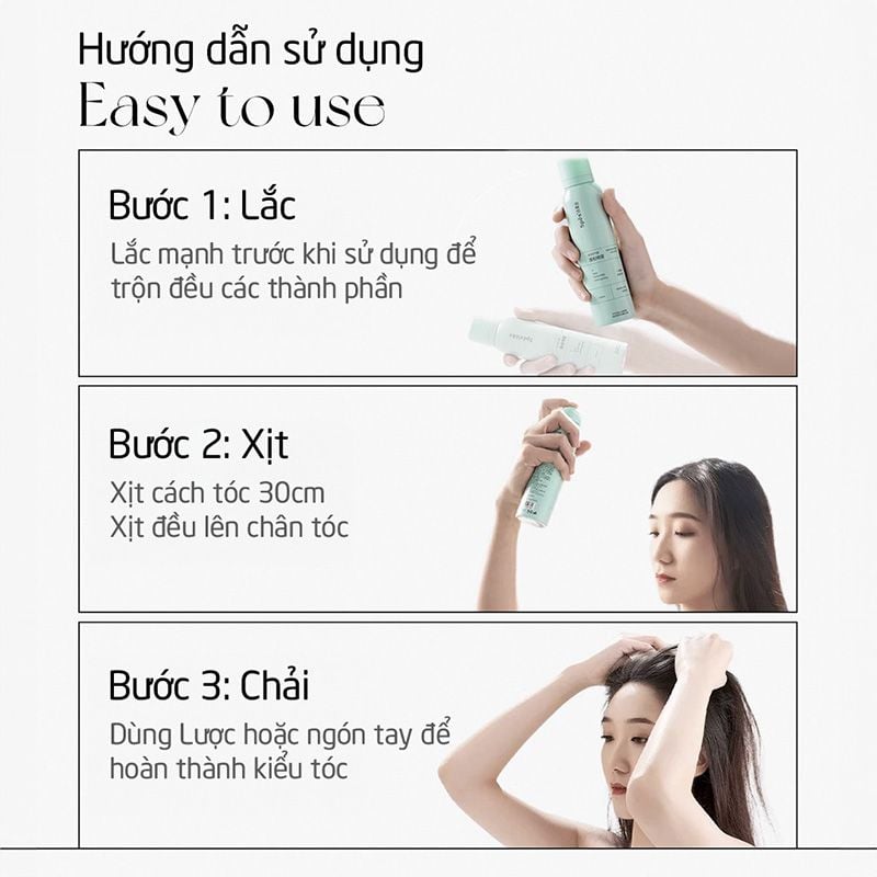 Dầu Gội Khô Làm Sạch, Tóc Bồng Bềnh, Không Bết Tóc SPES Washing-free Hair Spray 150ml